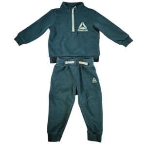 Reebok‎ Toddler Boy Kids Green Quarter  Zip Longsleeve Sweatpants Jogger Set